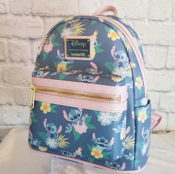 loungefly x stitch & scrump floral print mini faux leather backpack